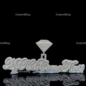 Pingente de Hip Hop com Letra Personalizada, Personalize Sua Letra da Sorte, Pingente de Número de Hip Hop Masculino, Pingente de Moissanite, Joias de Hip Hop Ice Out