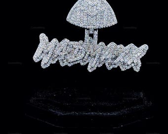 Custom Letter VVS Moissanite Pendant, Sterling Silver, Unisex