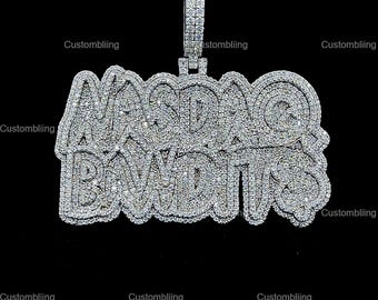 Custom Letter VVS Moissanite Pendant, 925 Sterling Silver