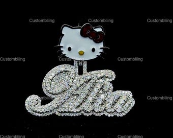 Custom Letter VVS Moissanite Pendant, Sterling Silver Hip Hop Style