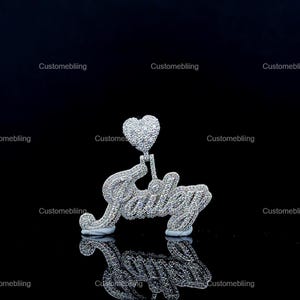 VVS Moissanite Iced out Custom Pendant, Silver Hip Hop VVS Moissanite Ladies Pendant, Custom Letter Name VVS Moissanite Pendant for her