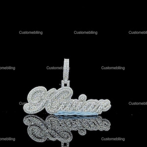 VVS Moissanite Custom Pendant for her, Custom Moissanite Pendant for Girlfriend, 925 Sterling Silver Hip Hop VVS Moissanite Letter Pendant