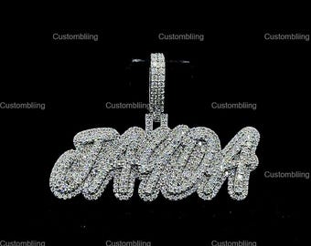 Custom Letter VVS Moissanite Pendant, 925 Sterling Silver Hip Hop