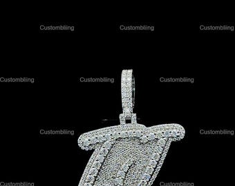 Iced Out Custom Letter Pendant, VVS Moissanite, 925 Sterling Silver