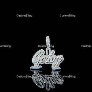 Pingente de letra personalizada de hip hop, colar de moissanita com gelo, corrente com inicial personalizada, joias brilhantes masculinas, pingente de número da sorte