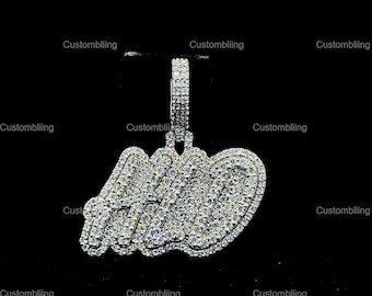 Custom VVS Moissanite Letter Small Pendant, Sterling Silver Hip Hop