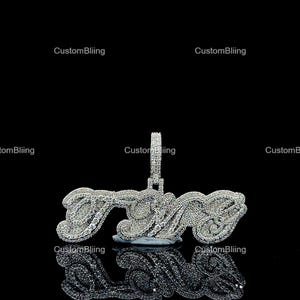 Colgante de moissanita VVS con letra personalizada, colgante de moissanita VVS de hip hop de plata, colgante de moissanita de color D vvs, colgante personalizado de moissanita VVS
