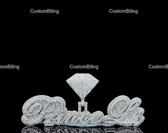 Custom Letter VVS Moissanite Pendant, Sterling Silver Hip Hop Jewelry