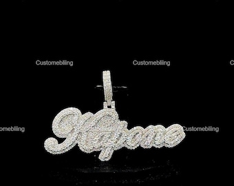 Custom Letter VVS Moissanite Pendant, Sterling Silver Hip Hop Jewelry