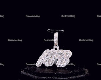 Custom VVS Moissanite Letter Small Pendant, Sterling Silver Hip Hop Jewelry