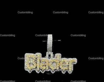 Custom Letter VVS Moissanite Pendant, Sterling Silver, Hip Hop Jewelry