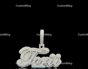 Custom VVS Moissanite Hip Hop Pendant, Sterling Silver