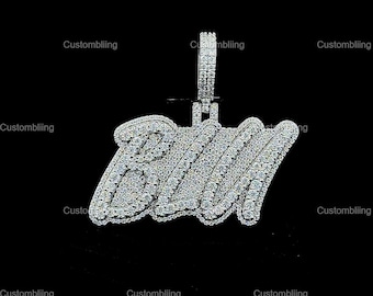 Custom Letter Moissanite Pendant, Sterling Silver Hip Hop Jewelry