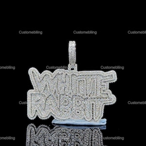 Pingente de moissanite personalizado, pingente de letra personalizado de moissanite VVS, pingente de moissanite VVS, pingente de moissanite hip hop prateado, joias masculinas