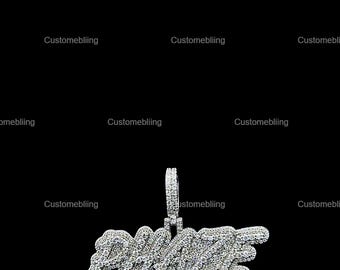 Custom VVS Moissanite Letter Pendant, Sterling Silver, Hip Hop Jewelry