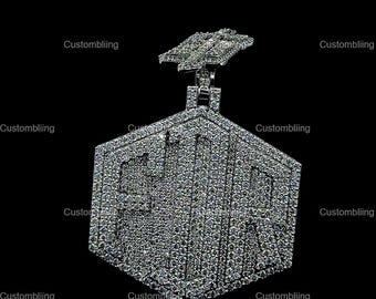 VVS Moissanite Custom Letter Pendant, 925 Sterling Silver Hip Hop Jewelry