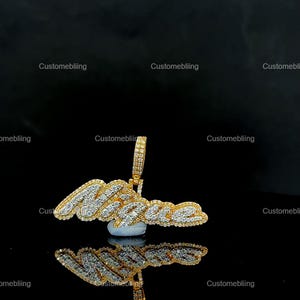 Colgante personalizado de moissanita VVS para ella, colgante personalizado de moissanita para novia, colgante de letra de moissanita VVS de hip hop de plata esterlina 925