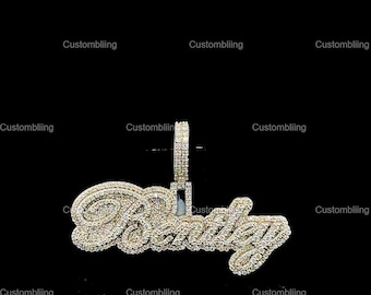 Custom Letter VVS Moissanite Pendant, 925 Sterling Silver