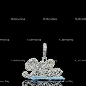 Colgante personalizado de moissanita VVS para ella, colgante personalizado de moissanita para novia, colgante de letra de moissanita VVS de hip hop de plata esterlina 925