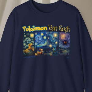 Camiseta com estampa inspirada em Noite Estrelada, mistura retrô de Pocket Critter, moletom vintage com estampa de céu noturno, presente para fãs de arte e cultura pop.