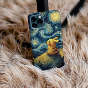 Capa de celular Pikachu Starry Night: capa de iPhone com arte de anime