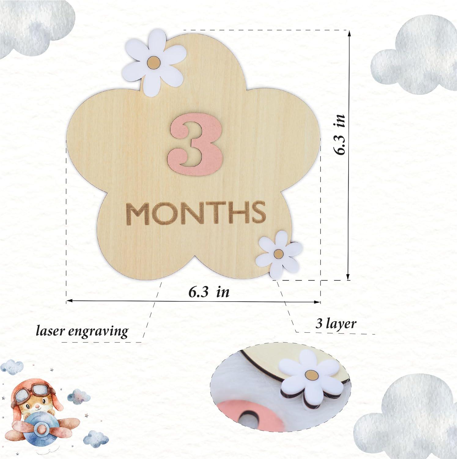 Wooden Monthly Photo Props For Baby Pictures Wooden Baby Milestone ...