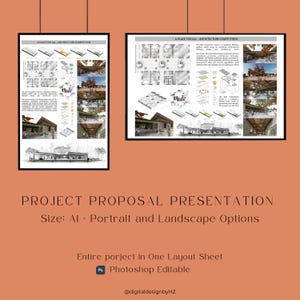 Architecture Portfolio Interior Design Proposal Presentation Board Editable PSD Presentation Template A1 Portrait & Landscape Layouts Job