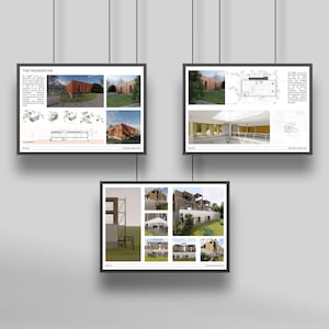 Architecture Portfolio Presentation Board Canva Editable A2 Horizontal Template Interior Design Poster Panel Template for Architects