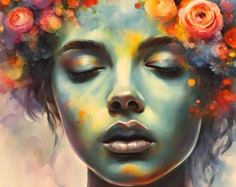 Digital Wall Art Print – Ethereal Bloom | Divine Feminine Energy | Instant Download
