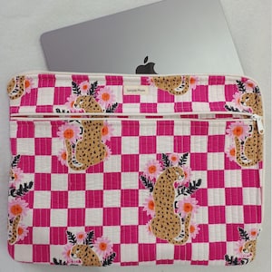 Handtaschen, indische handgefertigte Laptoptasche, iPad Schutz, gesteppte Laptoptasche aus Baumwolle, Blockdruck-Laptophülle, Bürogeschenk für ihn