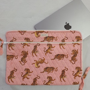 Large Cotton Quilted Laptop Sleeve/Hand Block Print Laptop Bag/Vintage Boho Computer Cover/Bohemian iPad Case/Floral Macbook Pouch/Gift Bags