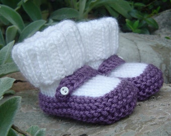 Hand knit baby booties - Mary Jane Booties