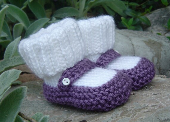 Hand knit baby booties Schoenen Meisjesschoenen Slofjes & Wiegschoentjes Mary Jane Booties 