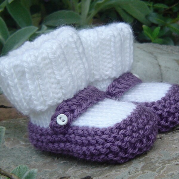 Hand knit baby booties - Mary Jane Booties