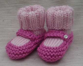 Hand knit baby booties - Mary Jane Booties