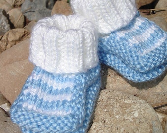 Hand knit baby booties-Top Striper Booties