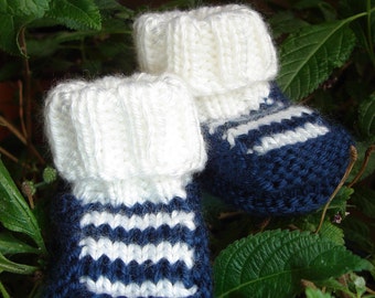 Hand knit baby booties - Top Striper