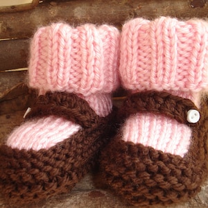 Hand knit baby booties - Mary Jane Booties