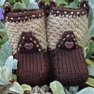Hand knit baby booties - Cowboy  Boot-ies