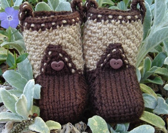 Hand knit baby booties - Cowboy  Boot-ies