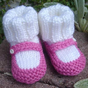 Hand knit baby booties Mary Jane Booties image 2