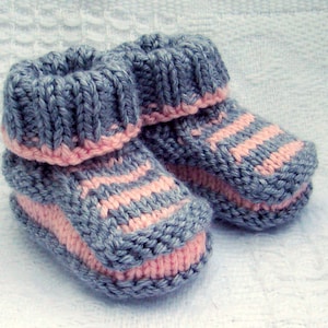 Hand knit baby booties Striped Booties image 1