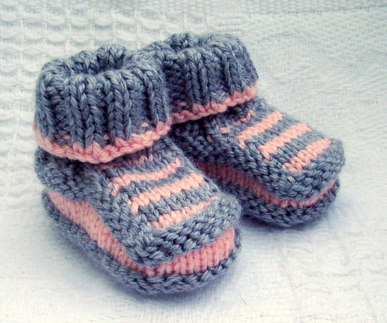 Hand knit baby booties Striped Booties image 1