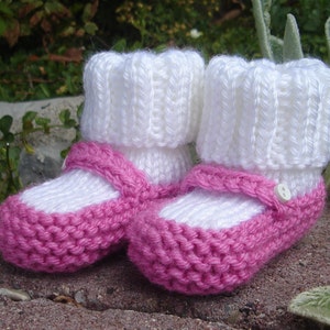 Hand knit baby booties Mary Jane Booties image 1