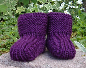 Hand knit baby booties - 'Prairie Booties'