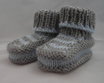 Hand knit baby booties - Striped