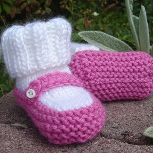 Hand knit baby booties Mary Jane Booties image 3