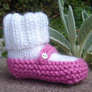 Hand knit baby booties Mary Jane Booties image 4
