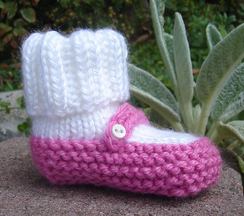 Hand knit baby booties Mary Jane Booties image 4