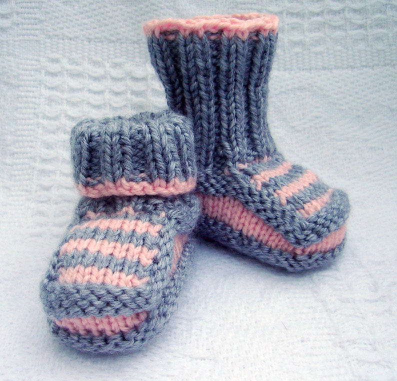 Hand knit baby booties Striped Booties image 5